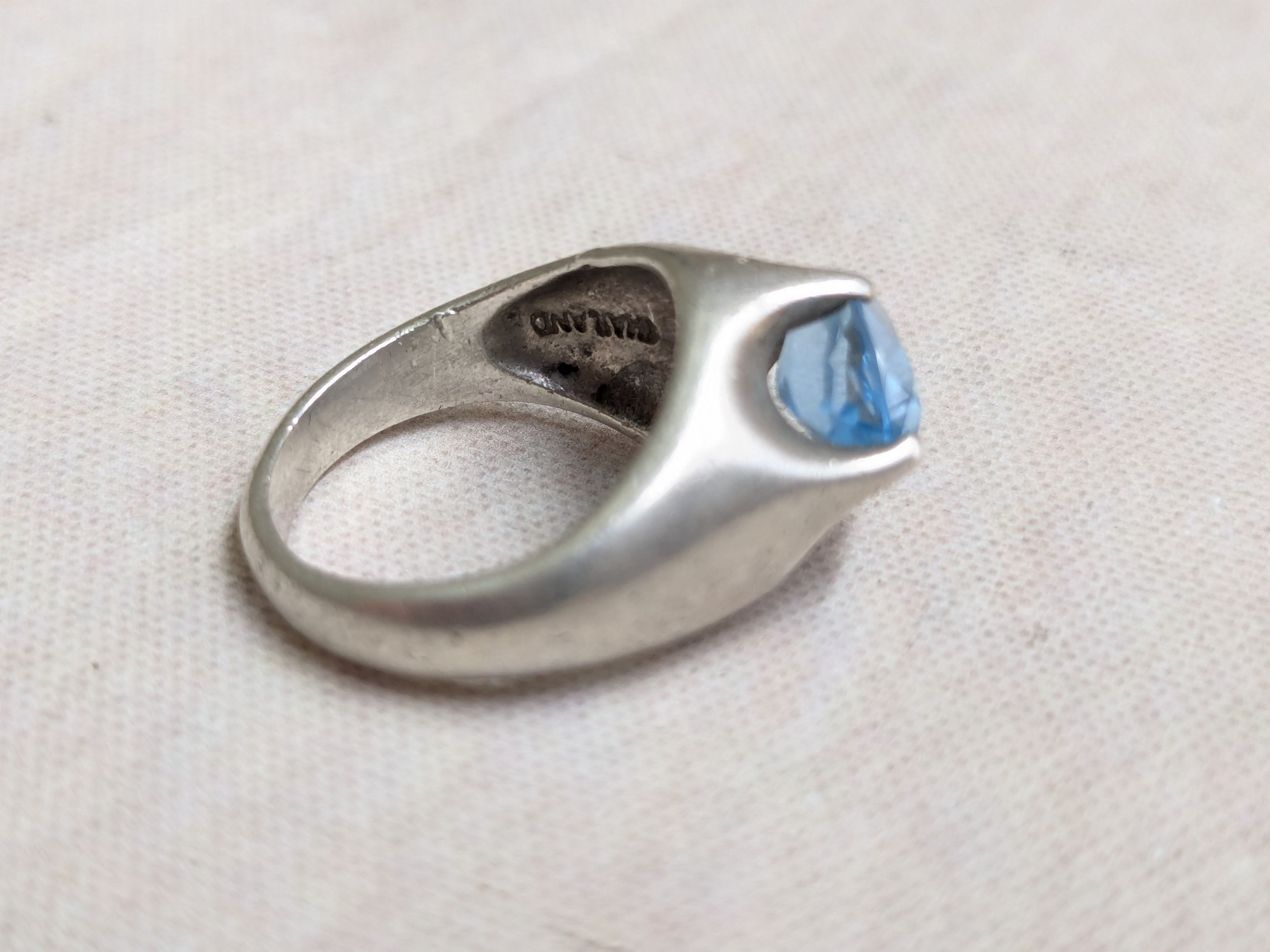 Jewelry Vintage Sterling Silver Ring Blue Topaz Oval Pinky 5 Size ONE SIZE - 7 Thumbnail