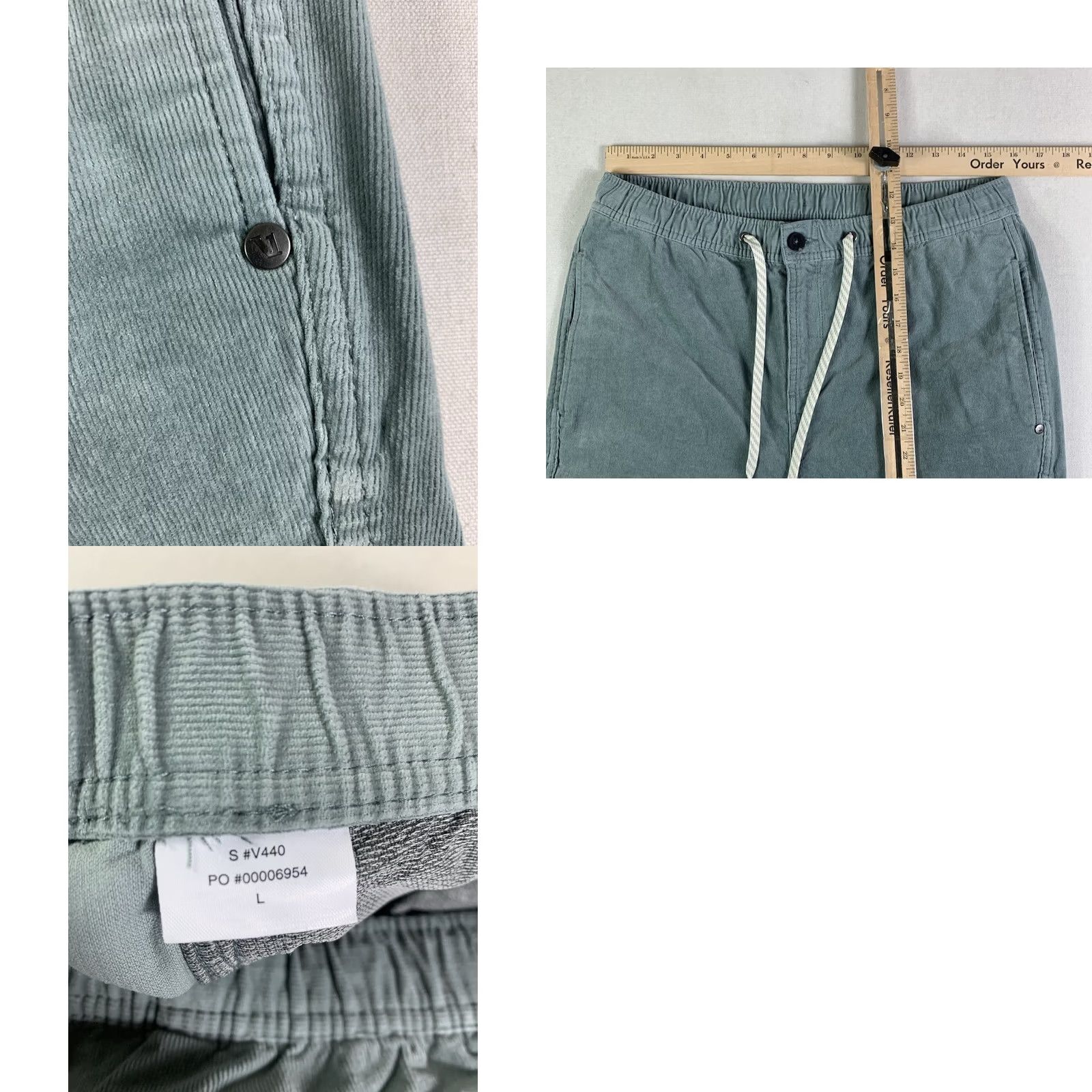 Vuori Vuori Corduroy Pants Mens Large Green Elastic Drawstring V440 Stretch (fit 32x30) Size US 33 - 8 Thumbnail