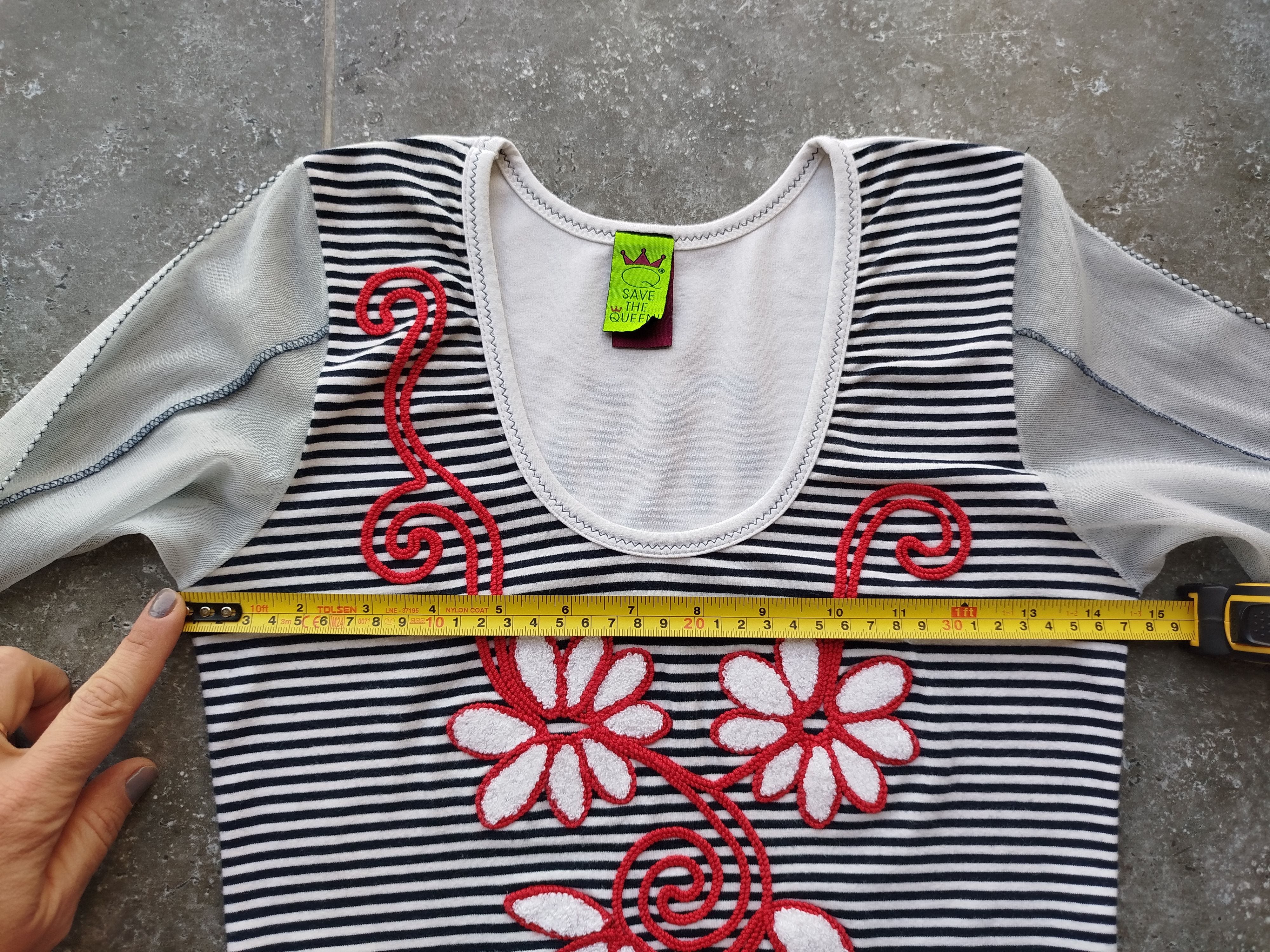Jean Paul Gaultier Save The Queen Top Striped Floral Mesh Sleeves Vintage Y2K Size S / US 4 / IT 40 - 14 Thumbnail