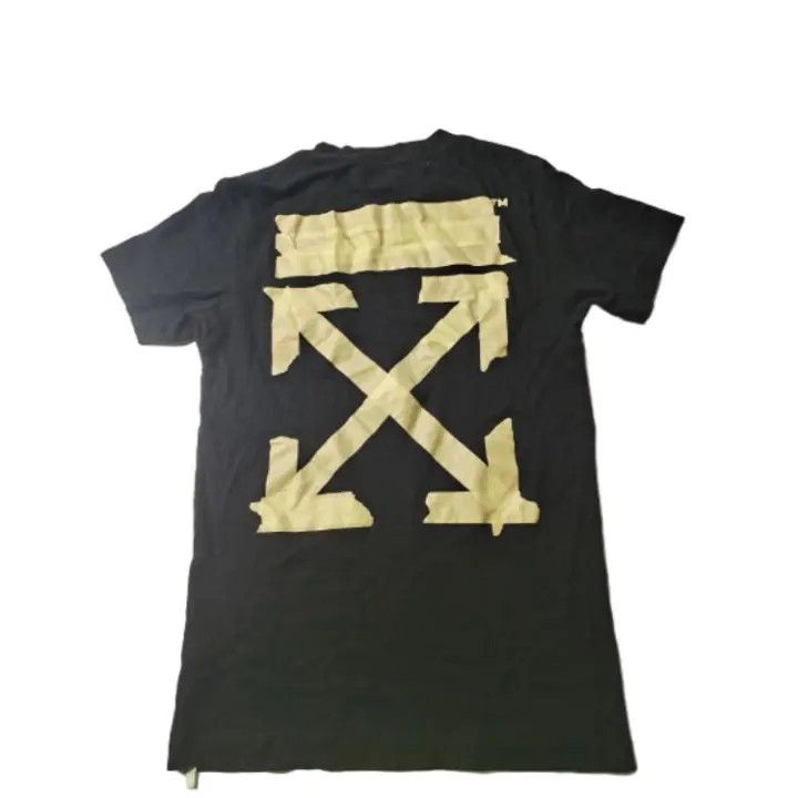 Off-White Gold Arrow Tape Short Sleeve T-Shirt 0079