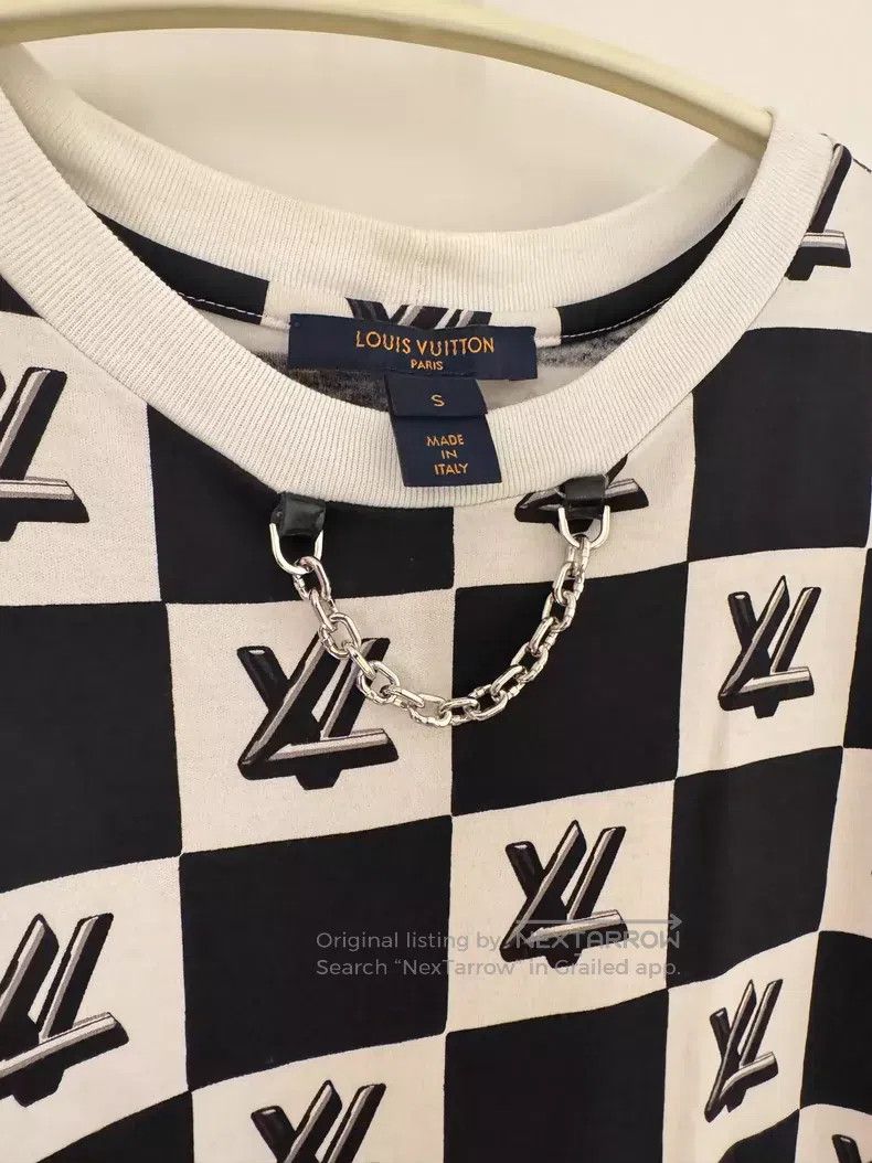 Louis Vuitton Louis Vuitton Black and white check logo chain short sleev Size S / US 4 / IT 40 - 3 Thumbnail
