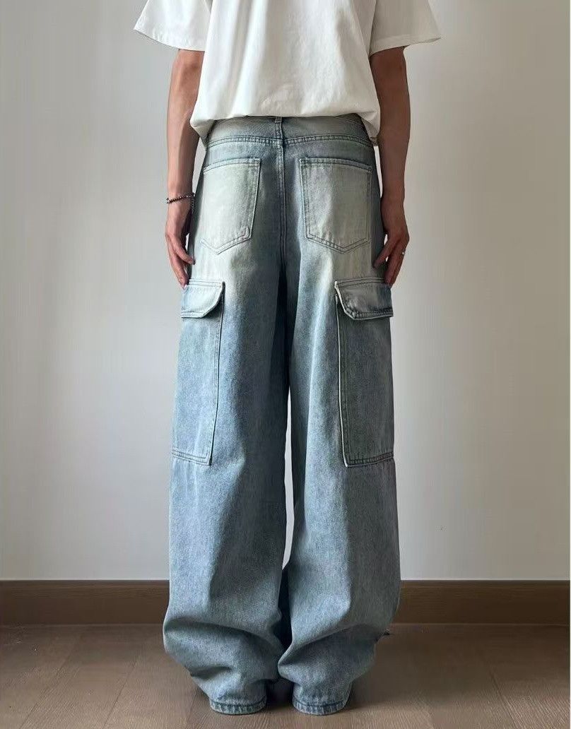 Japanese Brand × Jean Men's street washed vintage distressed straight jeans y2k Size US 32 / EU 48 - 4 Thumbnail