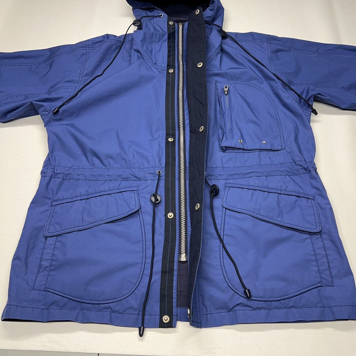 London Fog × Vintage VTG London Fog Jacket Blue Pocket Hood Zip Long Coat Towne Size US L / EU 52-54 / 3 - 12 Thumbnail