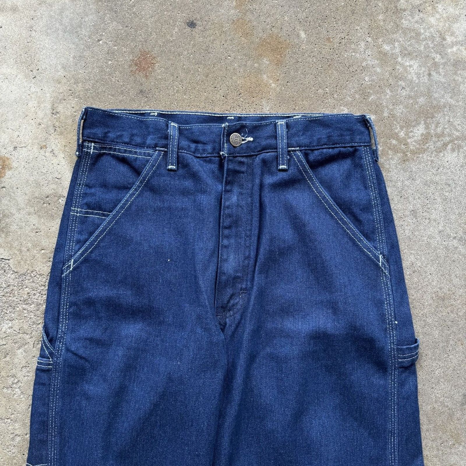 Vintage 80s Roebucks Sears Denim Carpenter Dungaree Work Pants Size US 28 / EU 44 - 3 Thumbnail