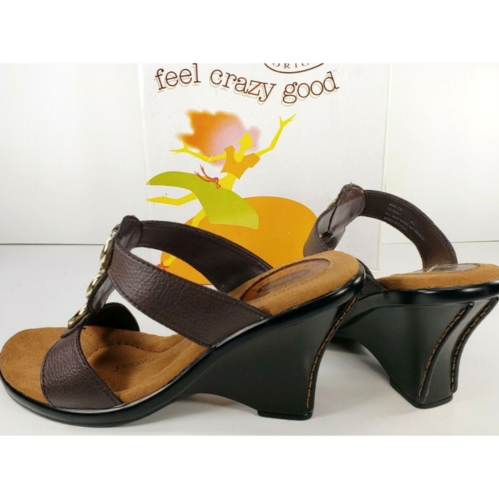 Vintage VINTAGE: No Dr Scholl's Avalon Women's 9.5M Wedge Brown Gold Strappy Slide Sandal NIB Women Casual Comfort Summer Spring Fall 9.5M Size US 10 / IT 40 - 4 Thumbnail