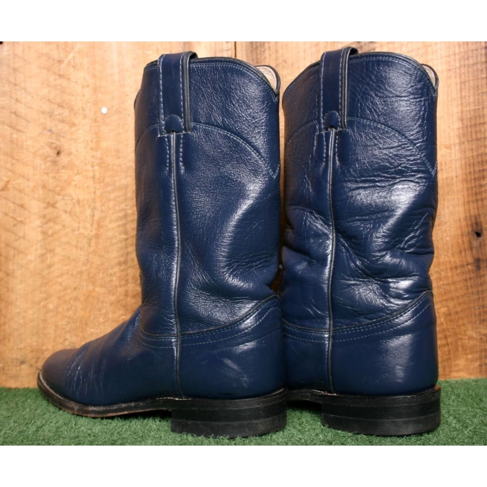 Justin Boots VINTAGE Justin Boots Western Boot Womens Size 6C Navy Blue Leather Pull On Mid-Calf Casual Cowboy Shoes Size US 6 / IT 36 - 3 Thumbnail