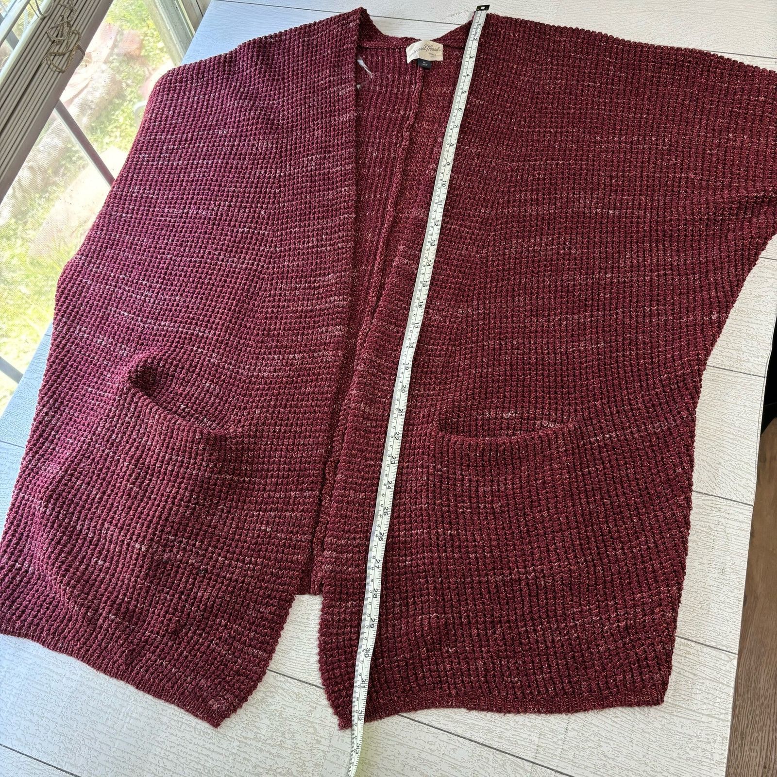 Other Universal Thread Burgundy Open Front Cardigan Cozy Layer Size M / US 6-8 / IT 42-44 - 4 Thumbnail