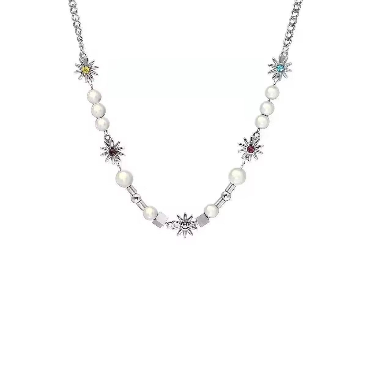 Designer × Jewelry Colorful Sun Reflective Pearl Chokers Necklace Size ONE SIZE - 5 Thumbnail