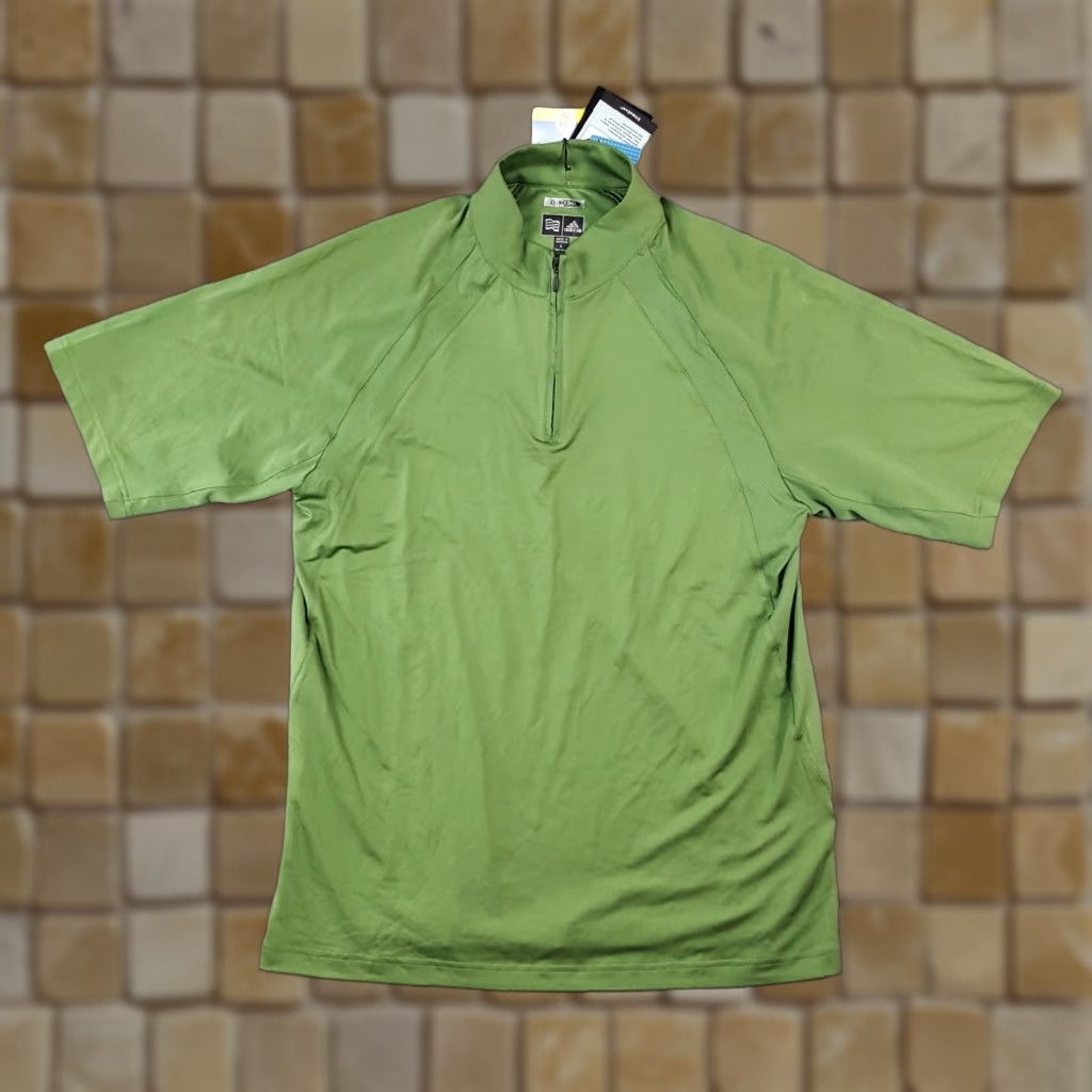 Adidas VINTAGE adidas ClimaCool Green Athletic Golf Polo Shirt Large Zip Short Sleeve Mens 90s Classic Size US L / EU 52-54 / 3 - 1 Thumbnail