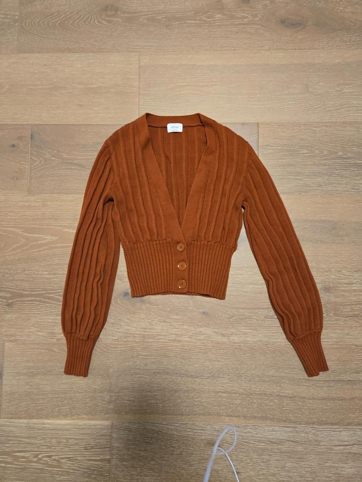Aritzia Wilfred Plunge Button Up Sweater