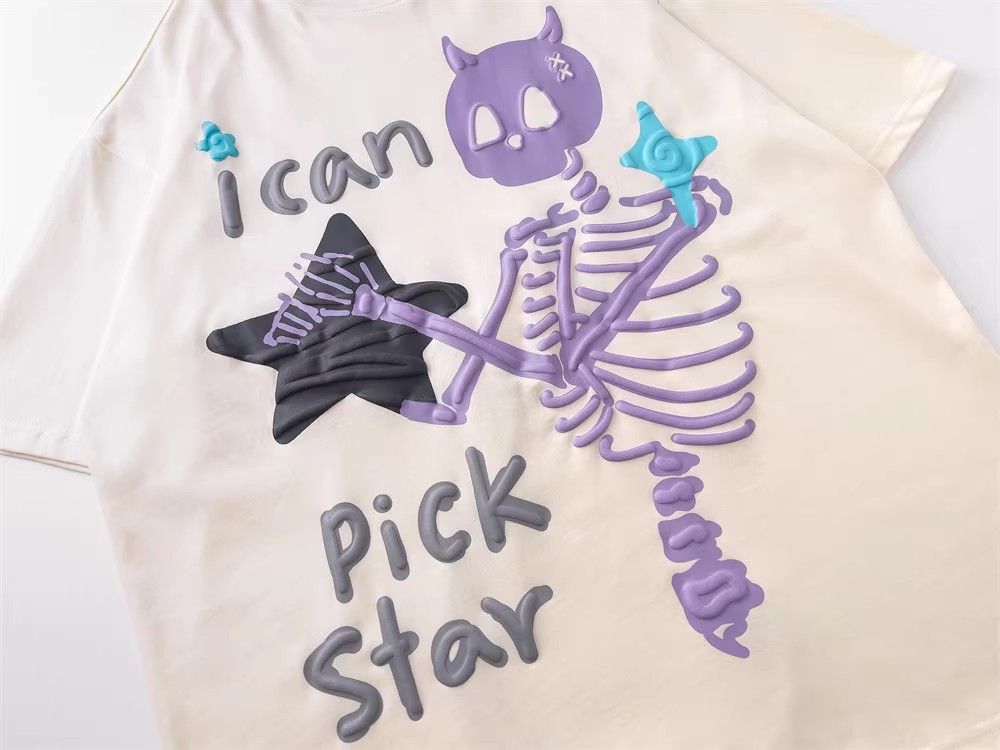 Japanese Brand × Vintage Men's trendy hippie fun skull skeleton foam print T-shirt Size US M / EU 48-50 / 2 - 4 Thumbnail