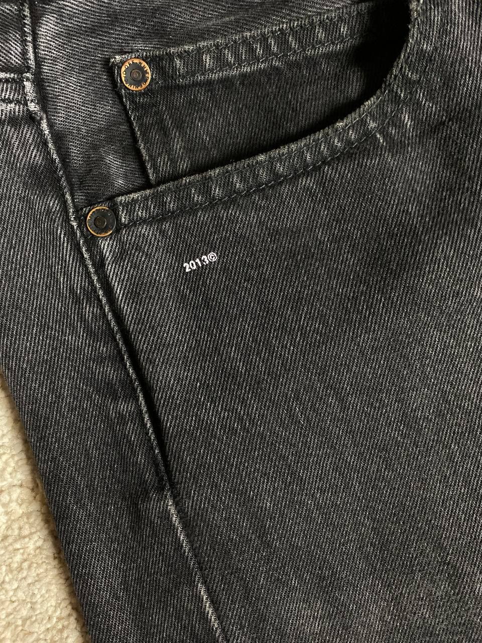 Off-White Off White Fire Line Yellow Logo Gray Slim Denim Jeans Size US 31 - 7 Thumbnail