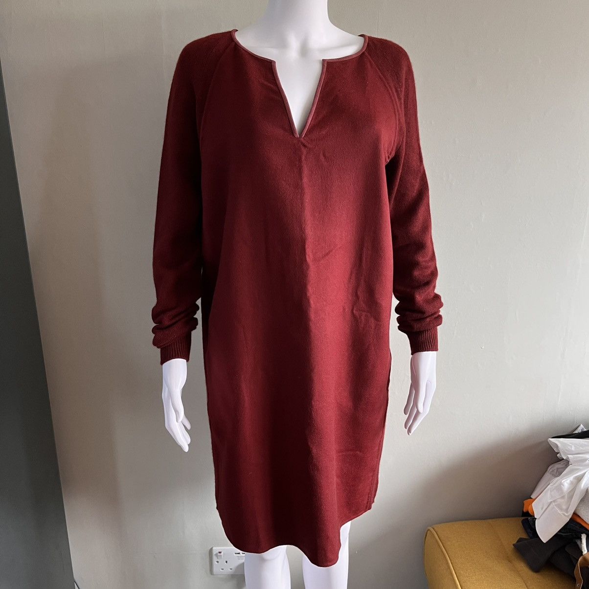 Loro Piana Loro Piana Baby Cashmere & Goat Suede Burgundy Dress Size XL / US 12-14 / IT 48-50 - 6 Thumbnail