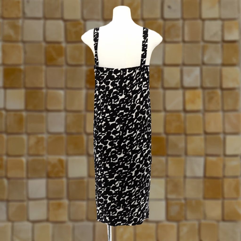 Max Mara Max Mara Dress Women's Black & White Print Silk Knee Length Sleeveless Square Neck Size 8/44 Casual Party CockTail Vintage No Size M / US 6-8 / IT 42-44 - 1 Thumbnail
