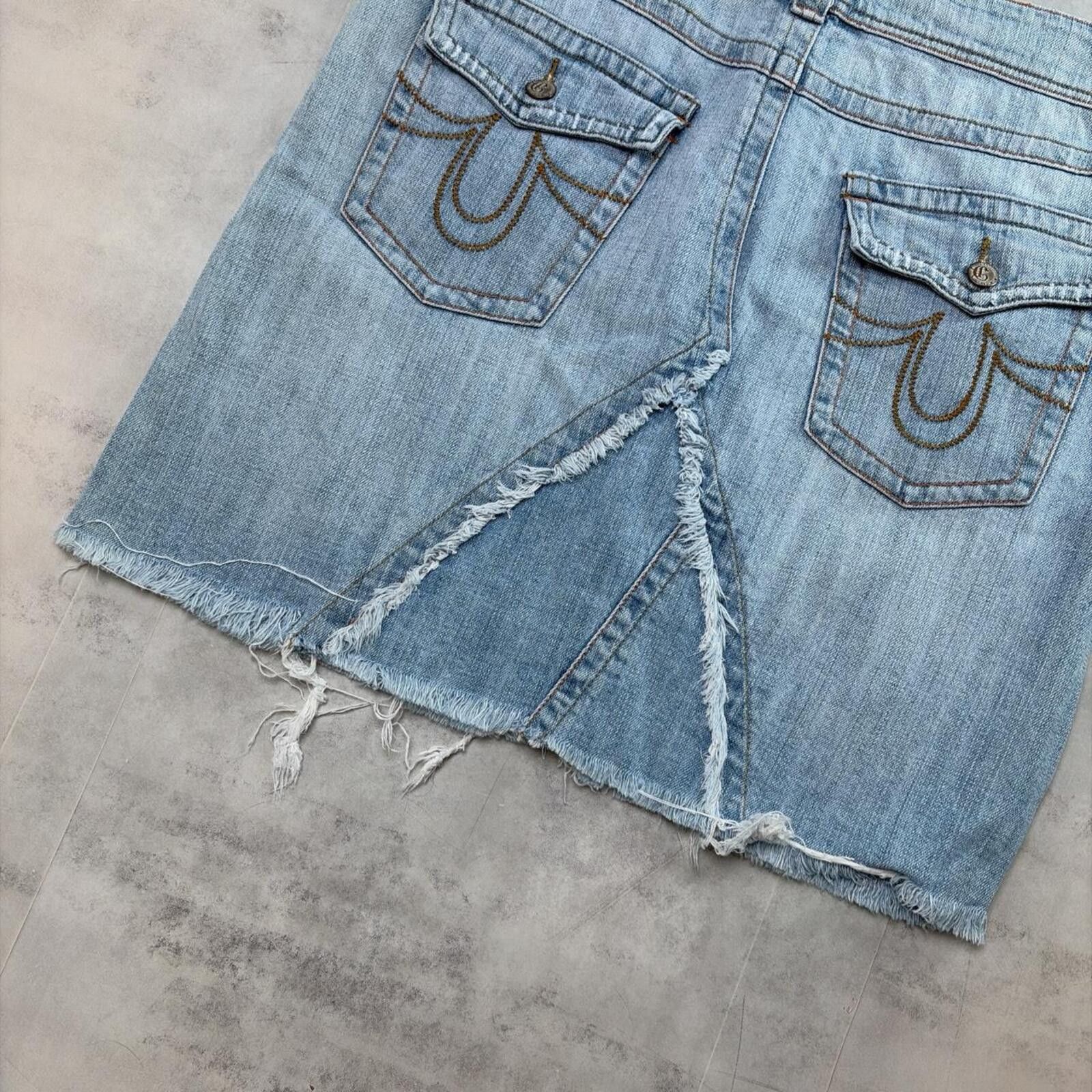Other Y2K Light Wash C’est Toi Grunge Gothic Denim Skirt Size 36" / US 14 / IT 50 - 4 Thumbnail