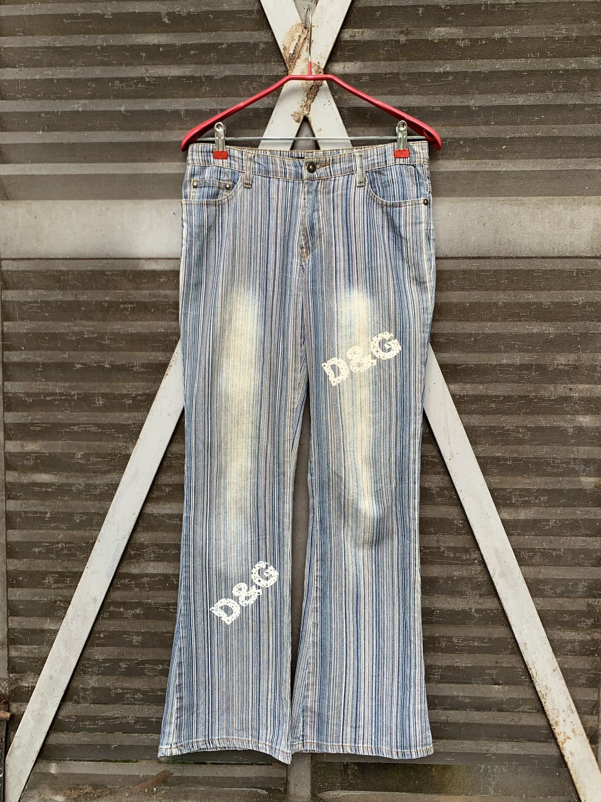 Dolce & Gabbana 👹Vintage DOLCE & GABBANA STRIPED FLAIR JEANS MADE IN ITALY Size US 30 / EU 46 - 5 Thumbnail