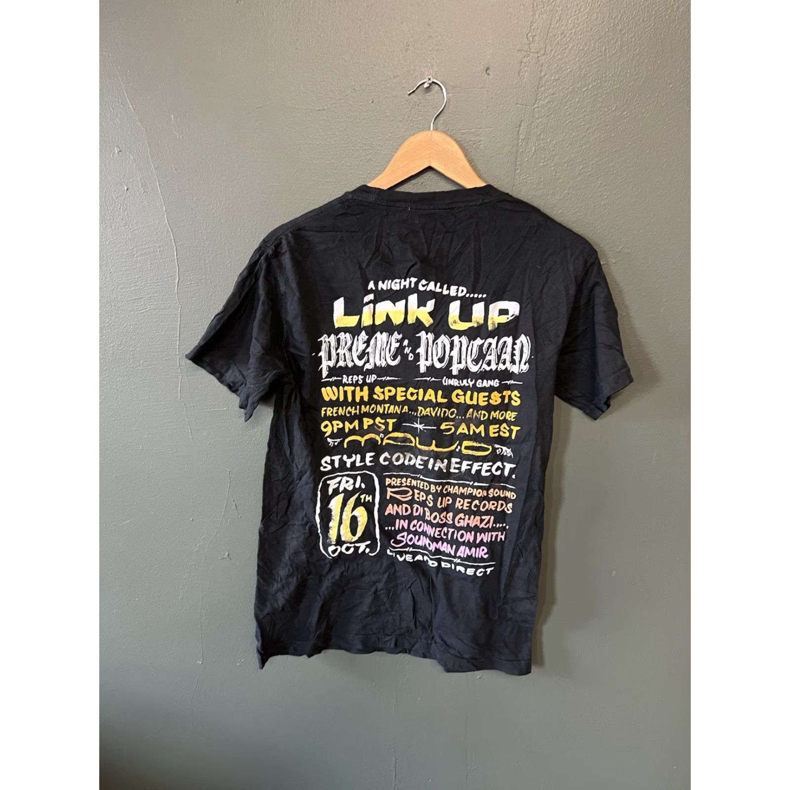 Vintage Preme And Popcaan the Link Up Mens Black Short Sleeve T-Shirt Size M Size US M / EU 48-50 / 2 - 2 Thumbnail