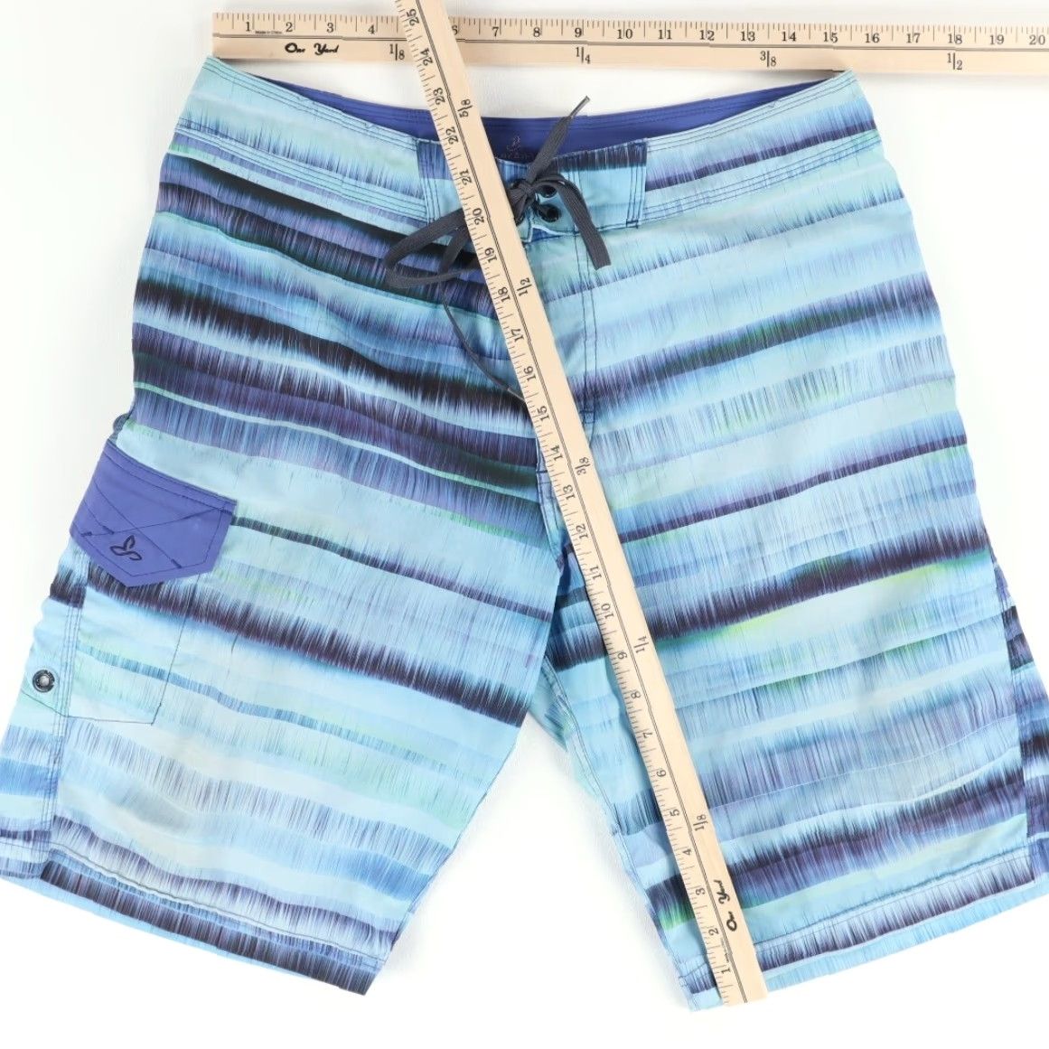 Prana Prana Board Shorts Blue Striped 21" Men's 32 Regular Inseam 11in Polyester Microfiber Swimming Cargo Shorts Activewear (Adult) Mens Size US 32 / EU 48 - 3 Thumbnail