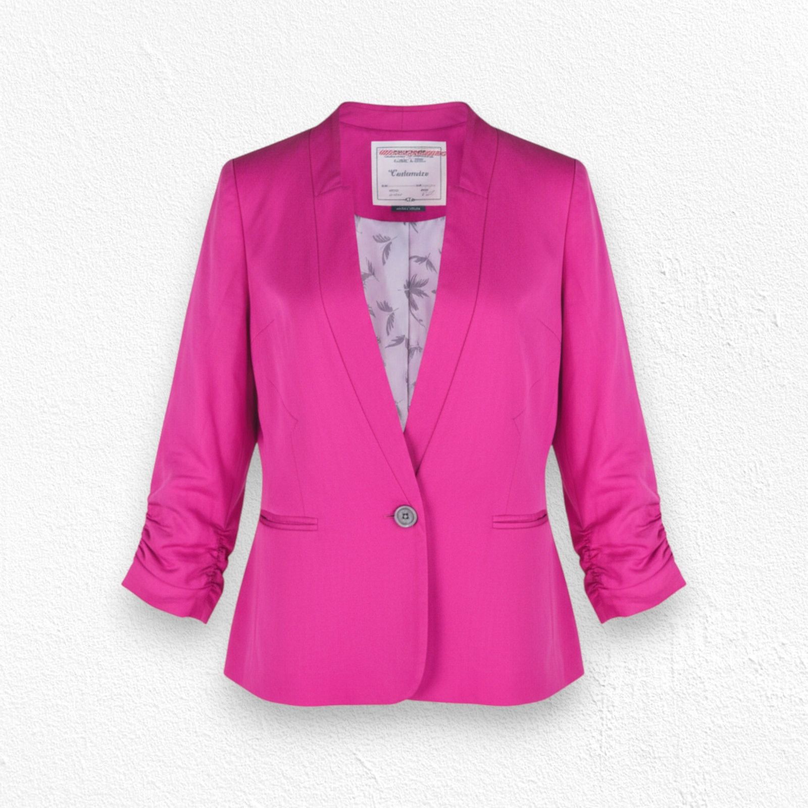 Anthropologie Anthropologie Pink Ruched Sleeve Barbiecore Blazer Size 4 Size S / US 4 / IT 40 - 1 Thumbnail