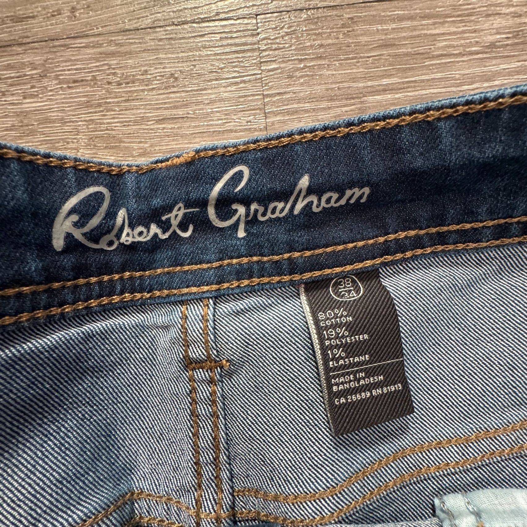 Robert Graham Robert Graham Jeans Mens 38 Denim Dark Wash 5-Pocket Java Blue 34in Inseam Slim Straight Wool? Size US 38 / EU 54 - 3 Thumbnail