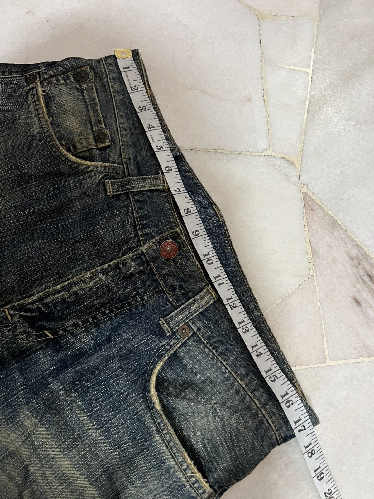 Edwin × If Six Was Nine 🌈Flare Vintage Edwin 503 Blue Trip Distressed Mud Wash Jean Size US 34 / EU 50 - 11 Thumbnail