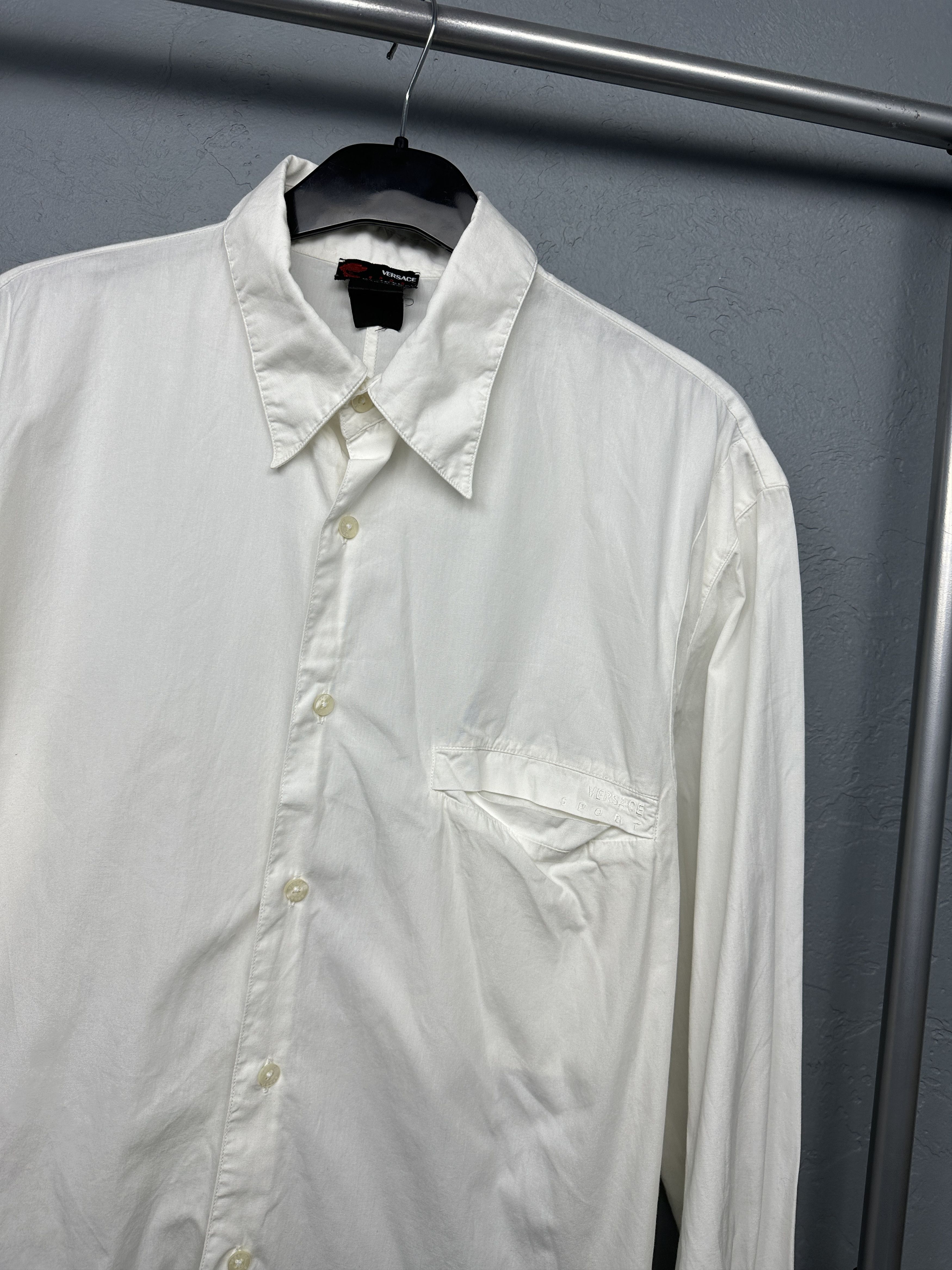 Versace × Vintage Versace Sport Vintage Mens Long Sleeve White Shirt Size US XL / EU 56 / 4 - 2 Thumbnail