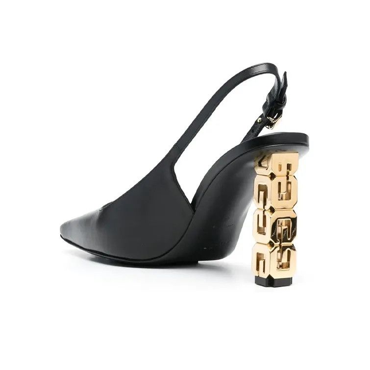 Givenchy o1srvl11e1024 G-Cube 50mm Slingback Heels in Black Size US 8 / IT 38 - 5 Thumbnail