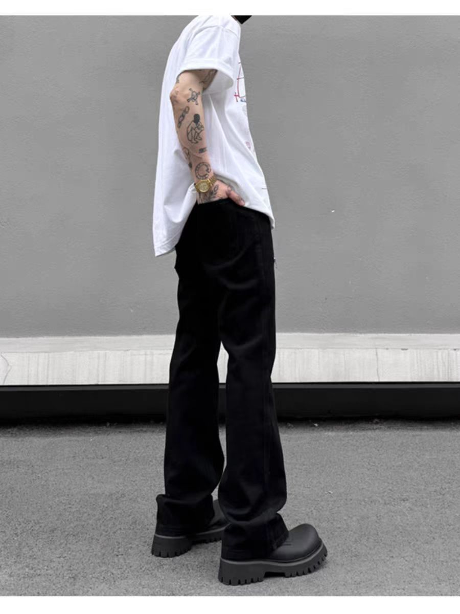 Japanese Brand × Jean High Street Black Hip Hop Micro Flare Loose Zipper Jeans Size US 34 / EU 50 - 2 Thumbnail
