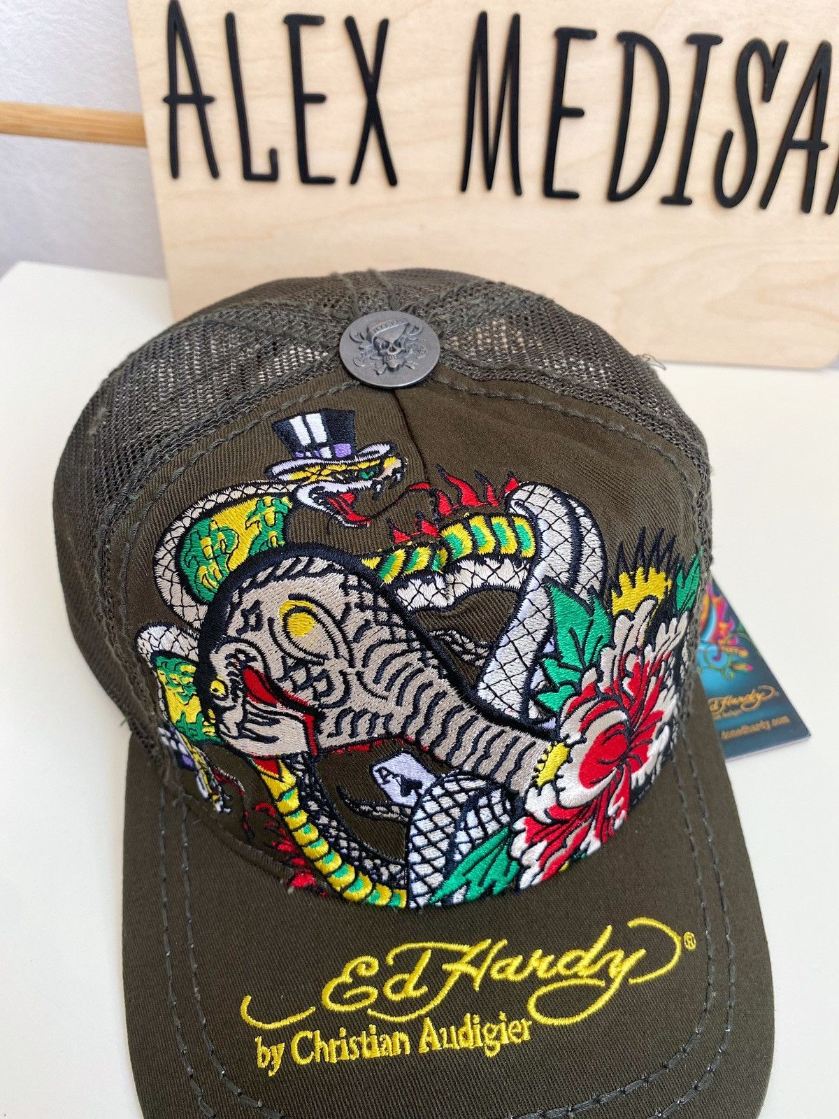Ed Hardy Ed Hardy Cristian Audigier Cobra flower cap Size ONE SIZE - 3 Thumbnail
