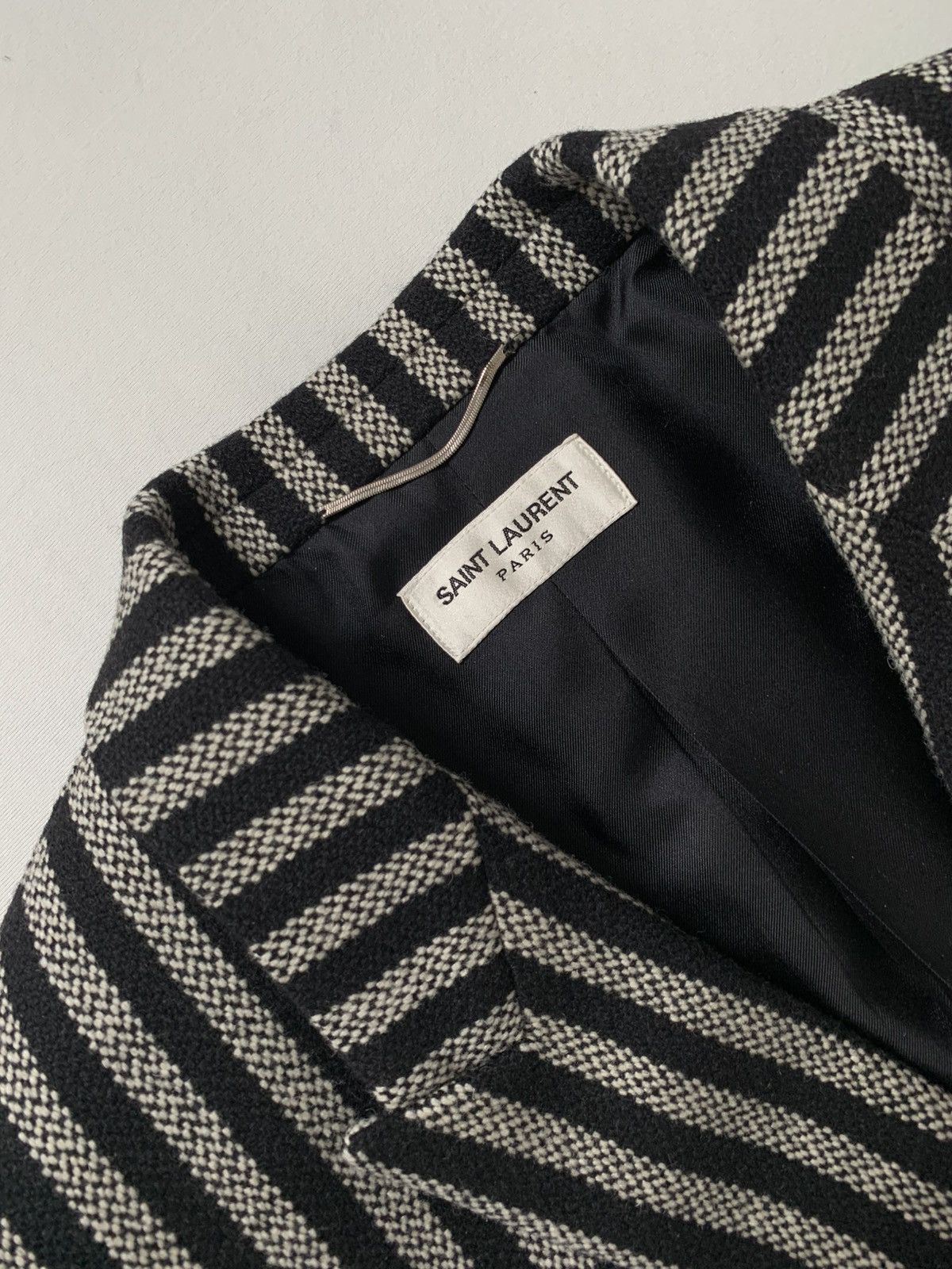 Hedi Slimane × Saint Laurent Paris FW2014 1/1 Sample Double Breasted Striped Wool Peacoat Size US M / EU 48-50 / 2 - 5 Thumbnail