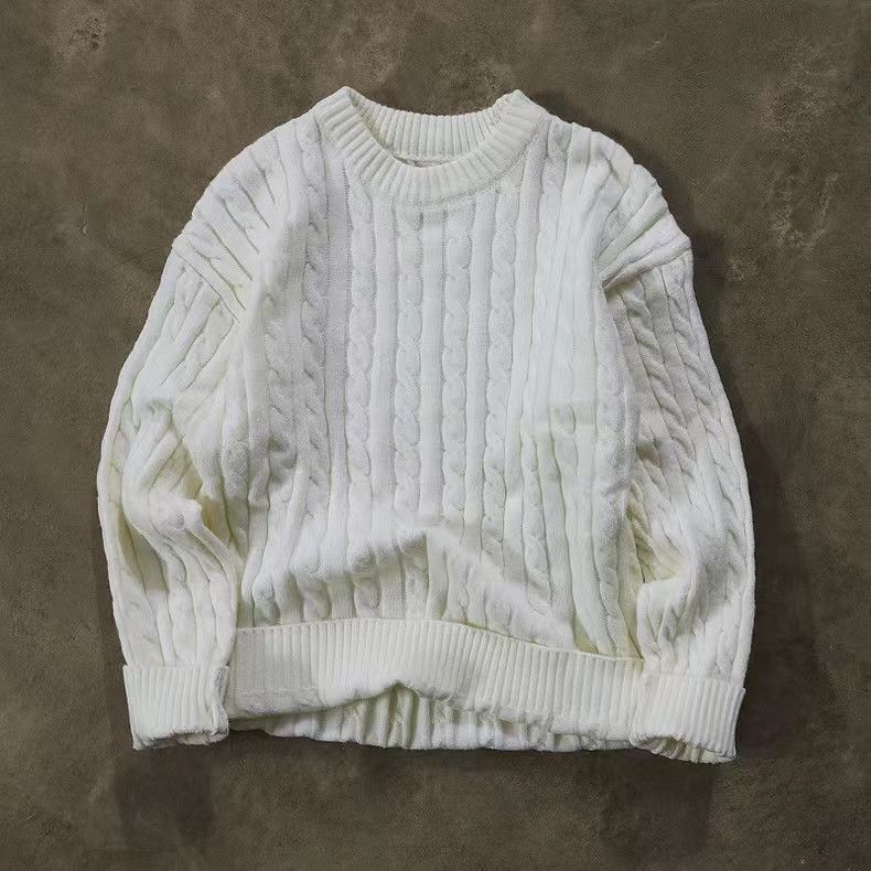 Designer × Japanese Brand White casual retro solid color knitted sweater Size US L / EU 52-54 / 3 - 1 Thumbnail