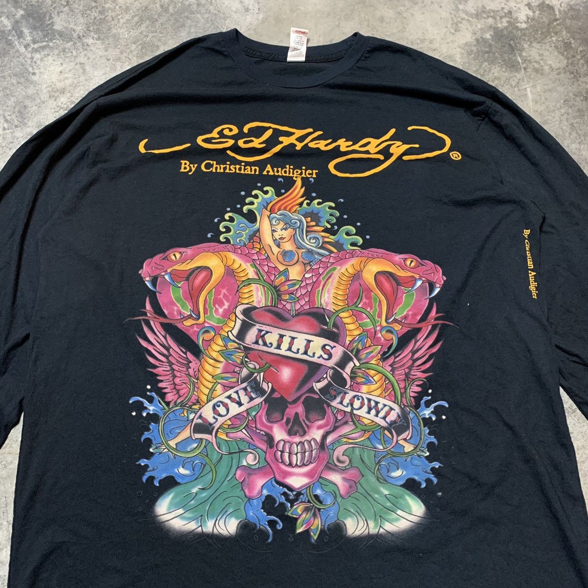 Ed Hardy Ed Hardy Black Long Sleeve Tee Shirt Size US XXL / EU 58 / 5 - 2 Thumbnail