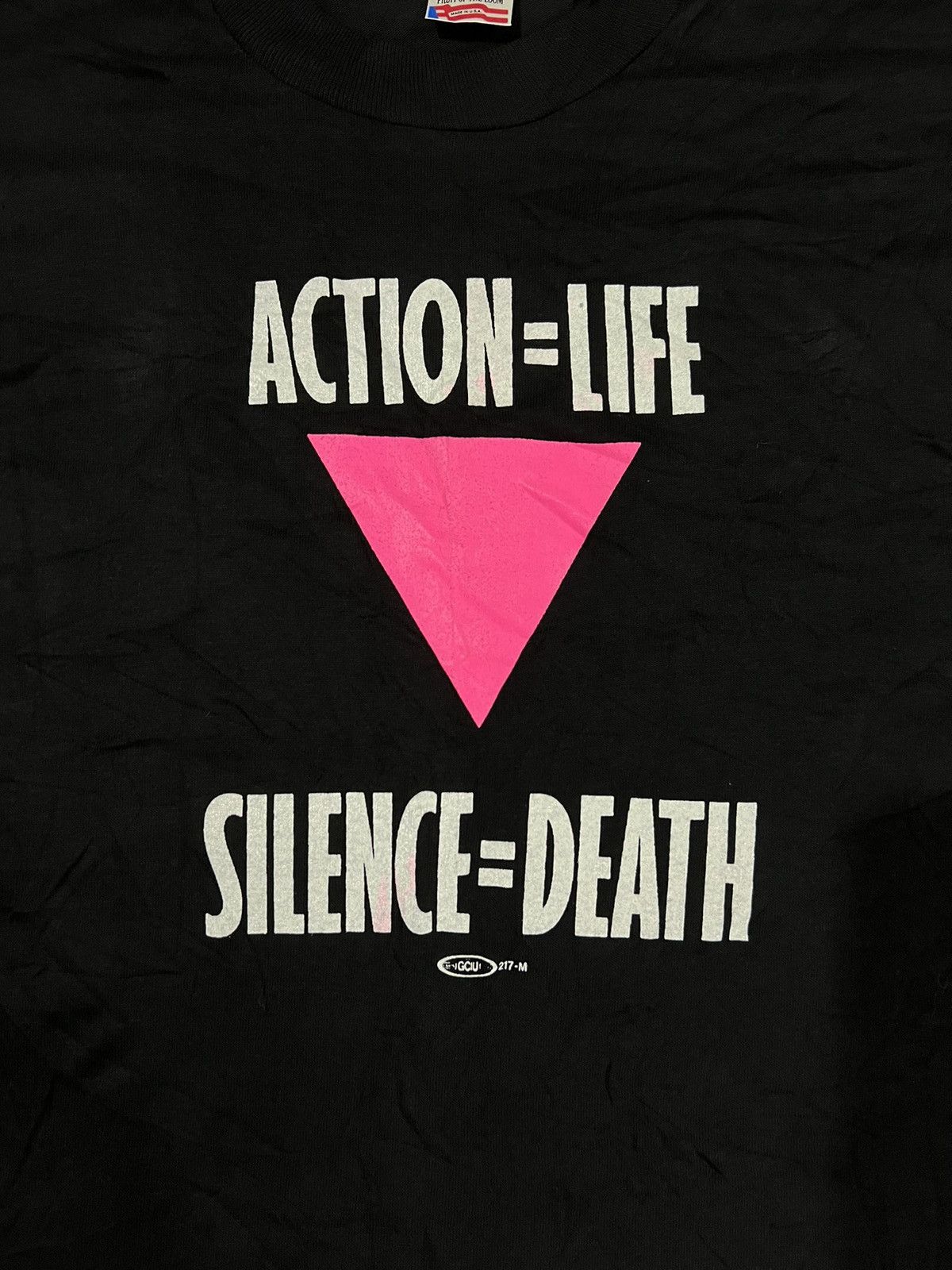 Keith Haring × POP MAGAZINE × Vintage 1990s Silence=Death Keith Haring AIDS NYC Act Up FOTL Tees Size US L / EU 52-54 / 3 - 4 Thumbnail