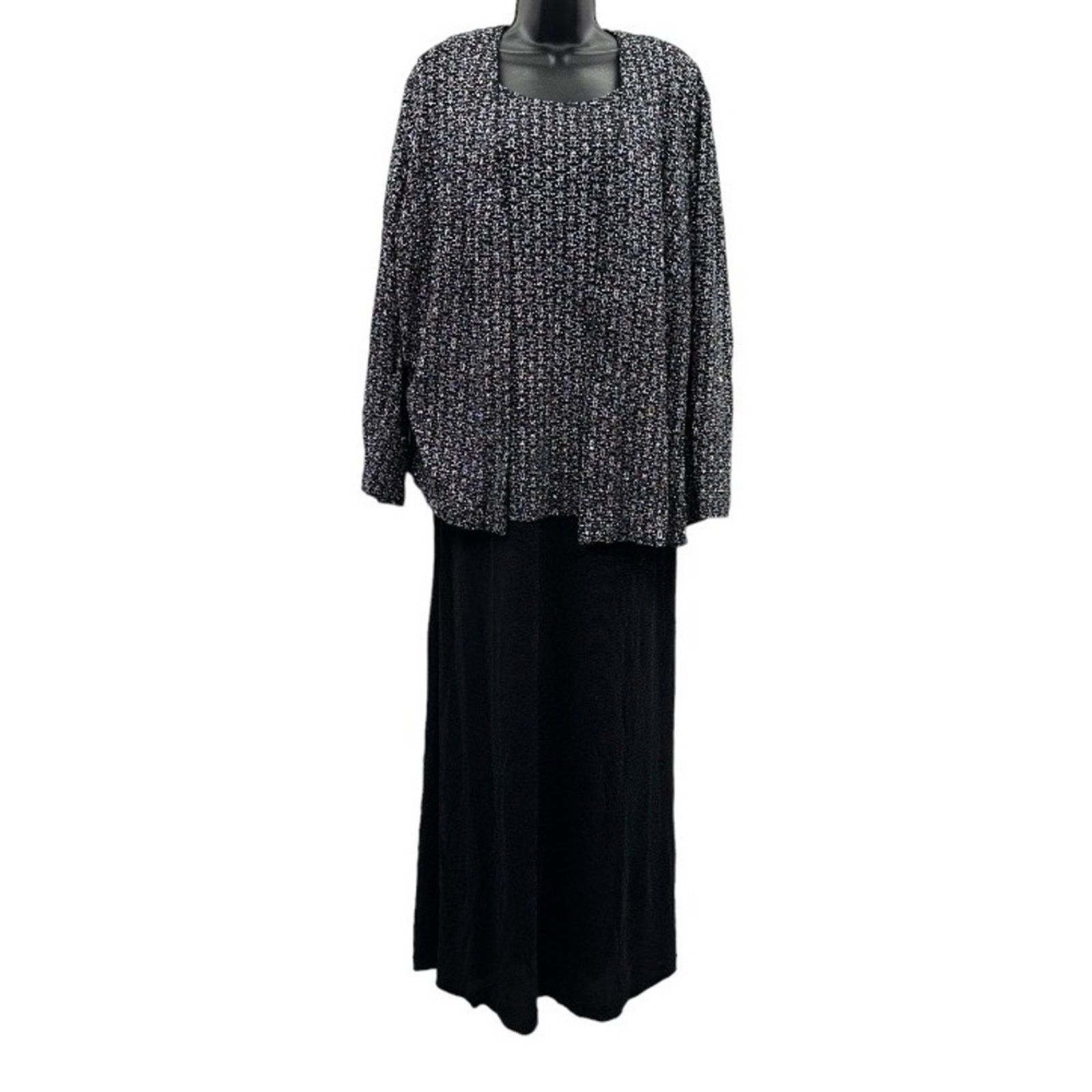 Alex Evenings Alex Evenings Black & Silver Glitter Dress & Cardigan Sz 22W Size 3XL / US 20-22 - 1 Thumbnail