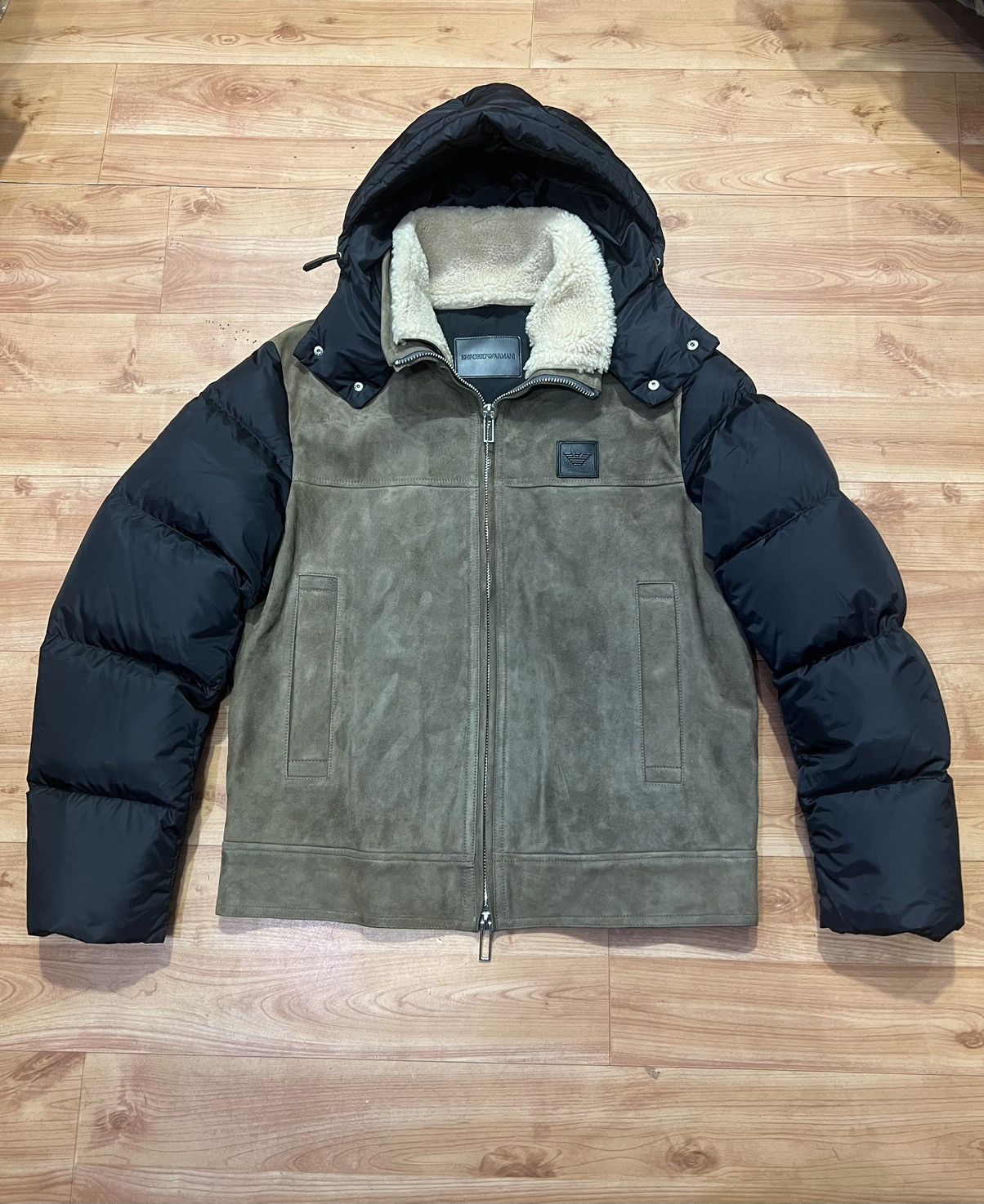 Emporio Armani Emporio Armani hooded Suede and down jacket Size US L / EU 52-54 / 3 - 7 Thumbnail