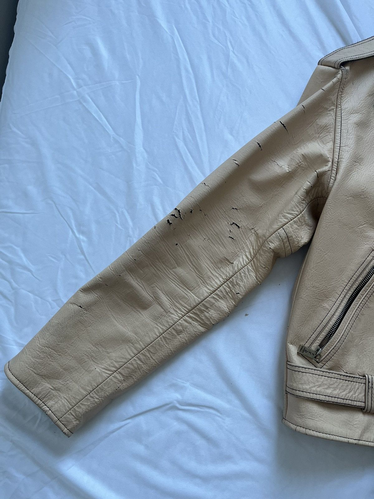 Enfants Riches Deprimes Enfants Riches Deprimes Cream Painted Leather Jacket Size US M / EU 48-50 / 2 - 6 Thumbnail