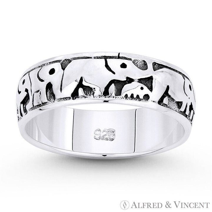 Other Elephant Herd Charm Eternity Band in .925 Sterling Silver Size ONE SIZE - 1 Preview