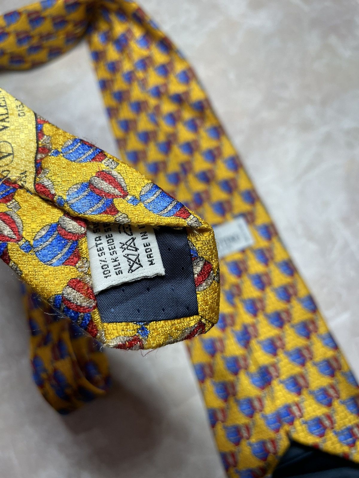 Valentino Valentino Cravatte Men Tie Gold Blue Red Silk Woven Necktie Size ONE SIZE - 3 Thumbnail