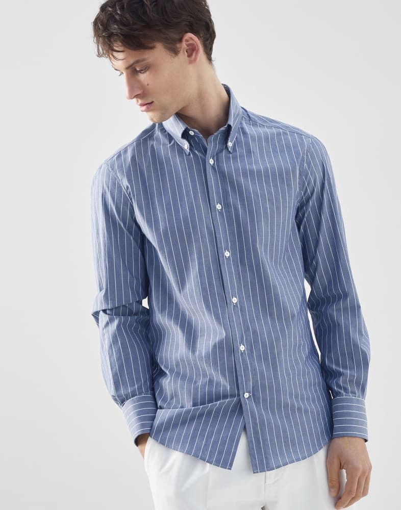Brunello Cucinelli o1w1db10924 Shirt in Open Blue Size US M / EU 48-50 / 2 - 1 Preview