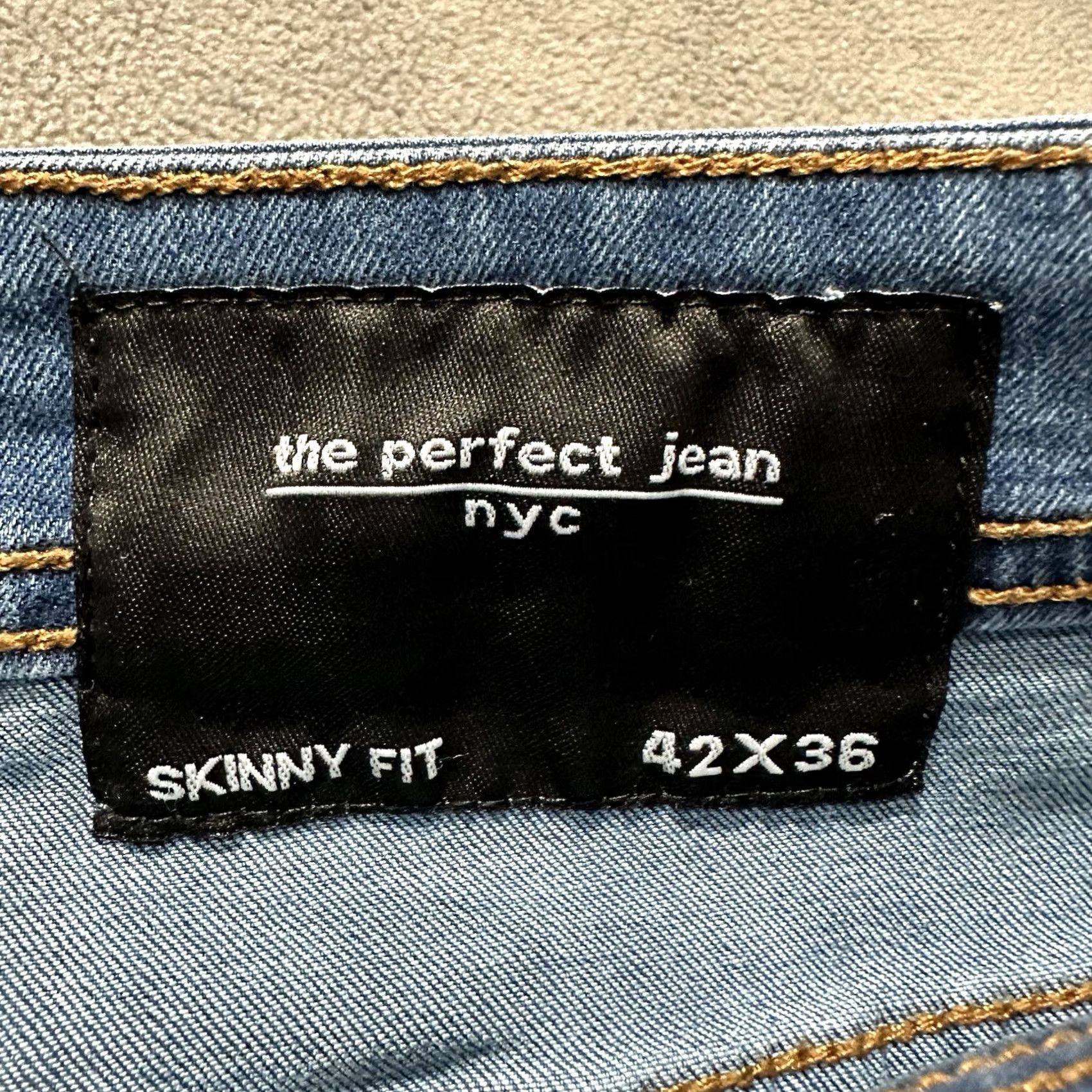 Denime The Perfect Jean NYC Jeans Men 42x36 Blue Skinny Fit Stretch Denim EUC Size US 42 / EU 58 - 7 Thumbnail