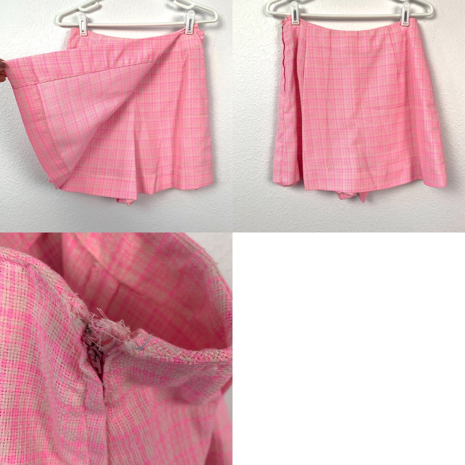 Vintage Vintage 70s Handmade Pink Twee Plaid Short Skirt Skort Tank Top Chest 34" | Mod/GoGo | Pink | 34" Waist | 1970s Vintage Original Size XXS / US 00 / IT 34 - 8 Thumbnail