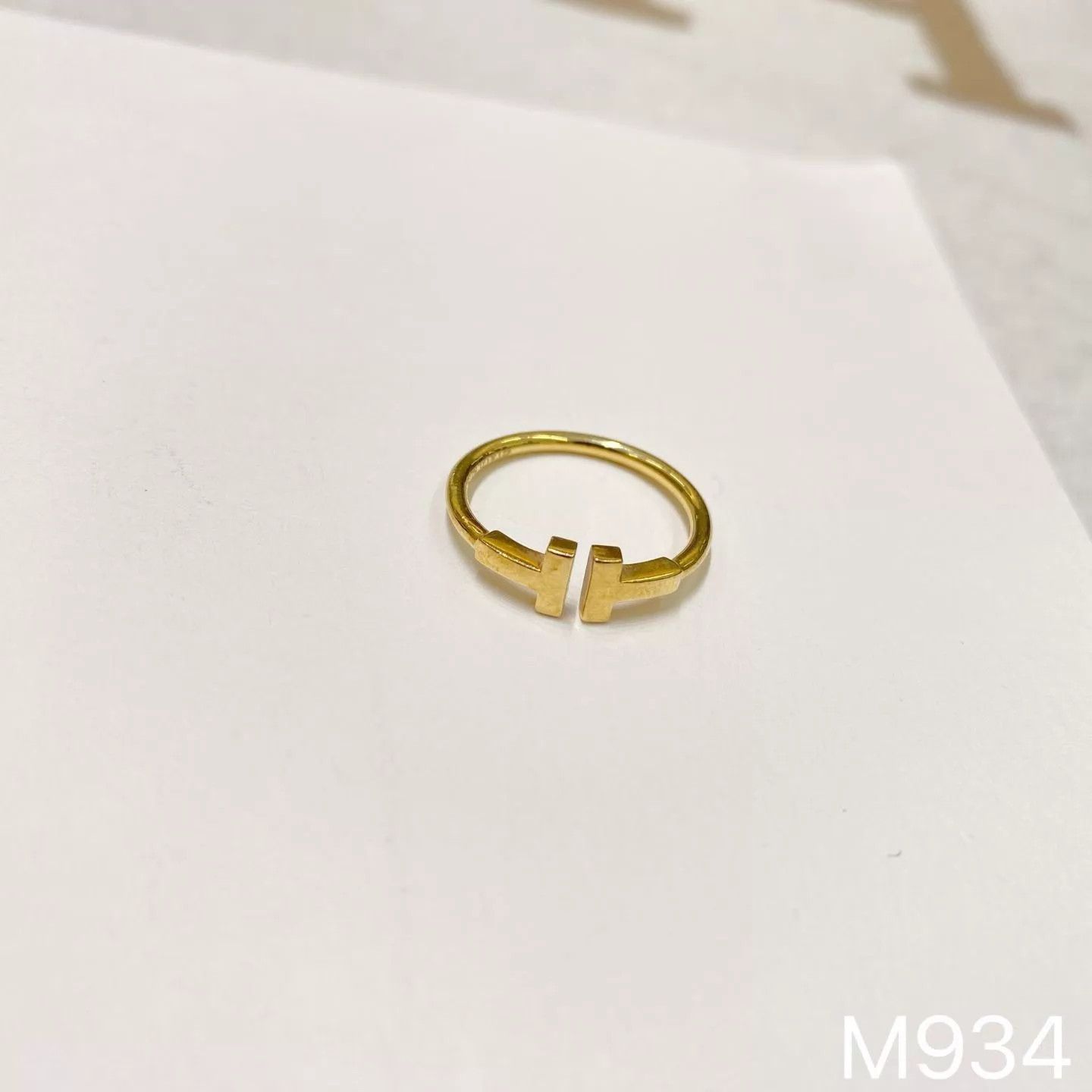 Tiffany & Co. Tiffany Double T 18K Gold Ring Size 55 M934 Size ONE SIZE - 1 Thumbnail