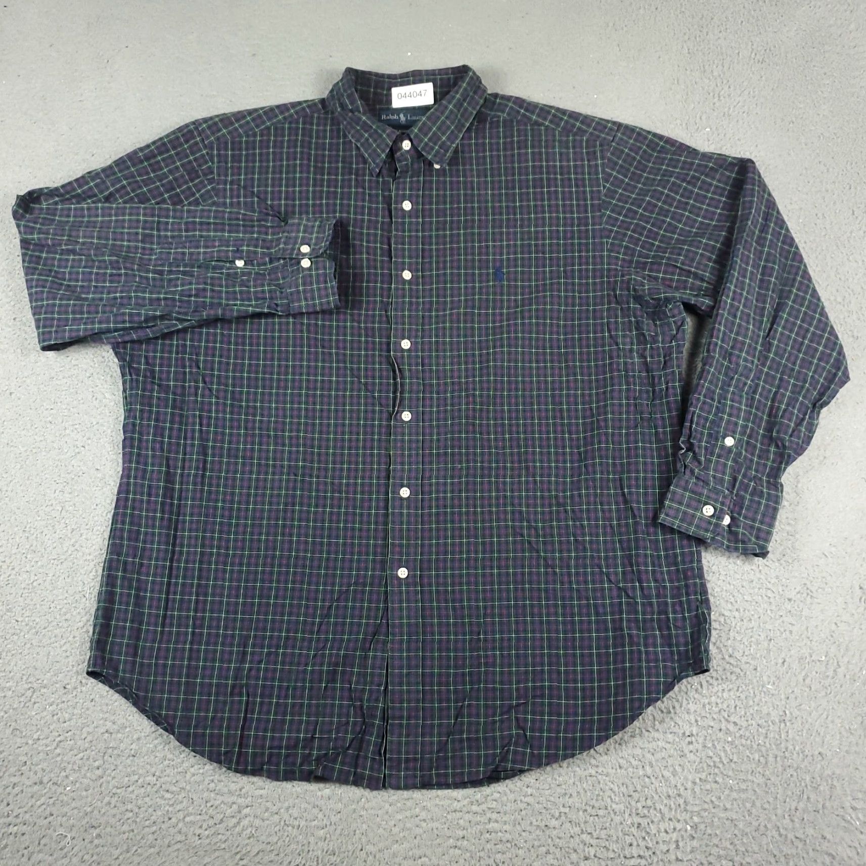 Ralph Lauren Ralph Lauren Shirt Mens Dress Shirt Button-Down 17.5 Blue Green Plaid Pony Long Sleeve Button Up Casual Business Workwear Size 46R - 3 Thumbnail