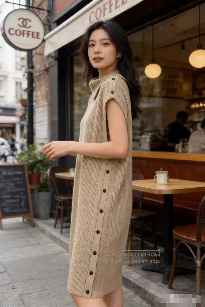 Hermes Hermes Camel Hair Side Button Knit Dress Size S / US 4 / IT 40 - 8 Thumbnail