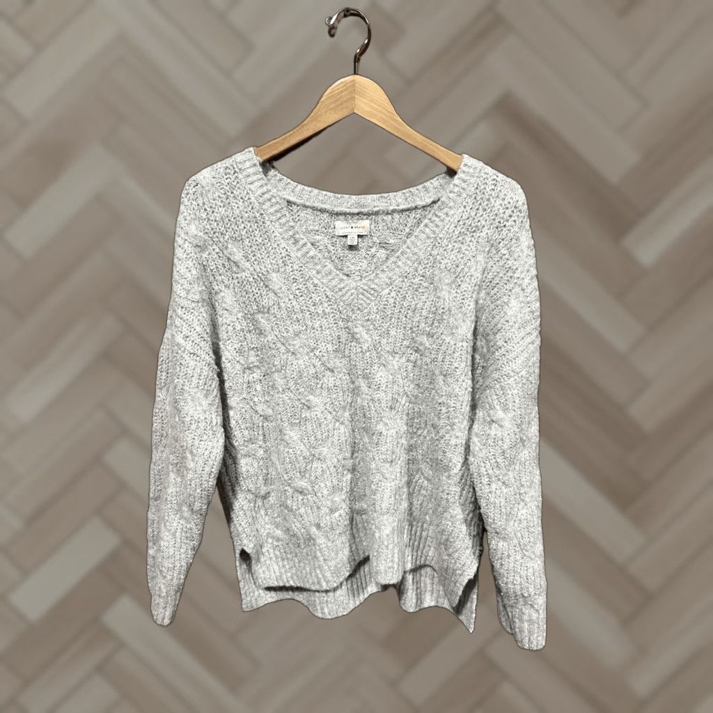 Lucky Brand Lucky Brand Womens Gray Knit Long Sleeve Pullover Sweatshirt Size L Size L / US 10 / IT 46 - 1 Thumbnail