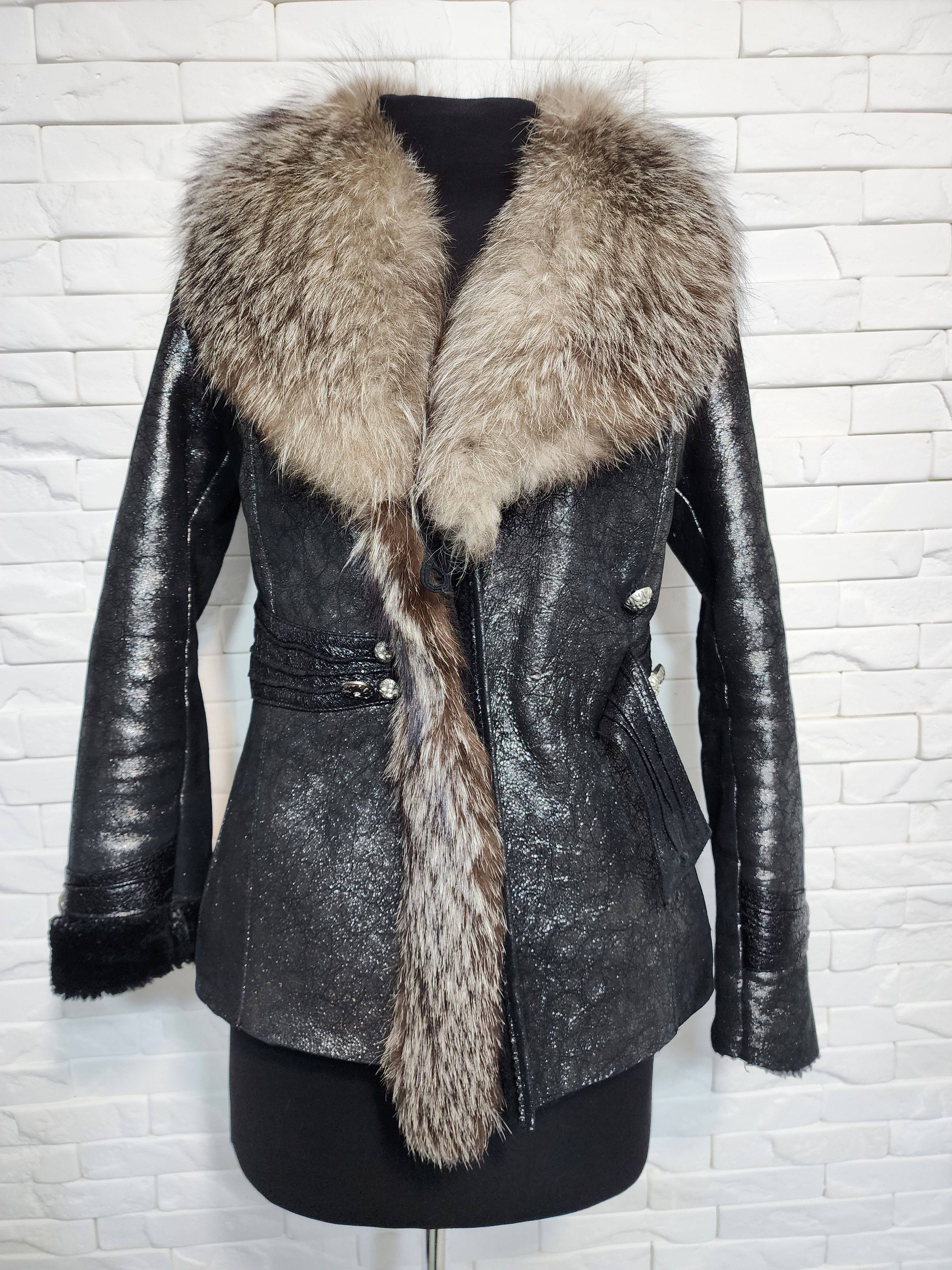 Uniqlo Gray Sheepskin Coat: Women's Fur Collar Winter Coat Size S / US 4 / IT 40 - 4 Thumbnail