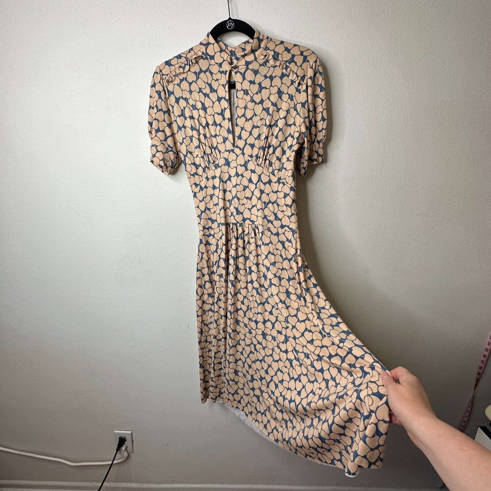 Anthropologie Maria Bonita Extra Blue Tan Heart Keyhole Front Maxi Dress M Size M / US 6-8 / IT 42-44 - 5 Thumbnail