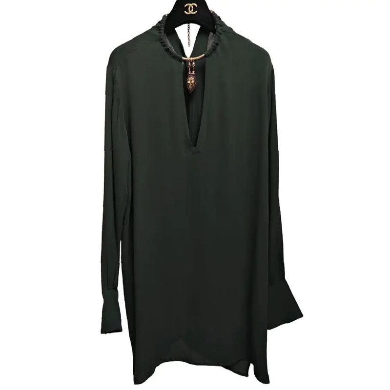 Valentino Valentino Silk Long Sleeve Dress in Dark Green 0089 Size S / US 4 / IT 40 - 1 Thumbnail