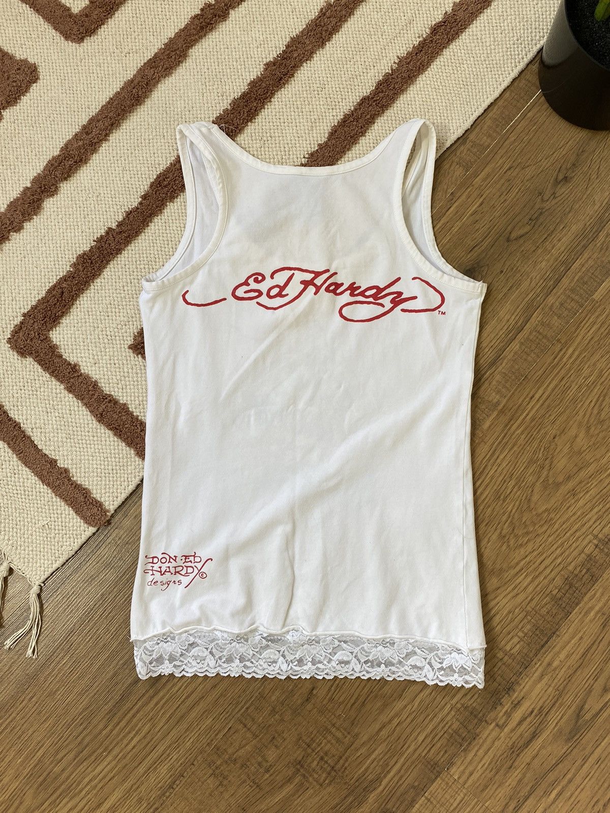 Ed Hardy VINTAGE ED HARDY BY CHRISTIAN AUDIGIER LACE TANK TOP Size L / US 10 / IT 46 - 2 Thumbnail