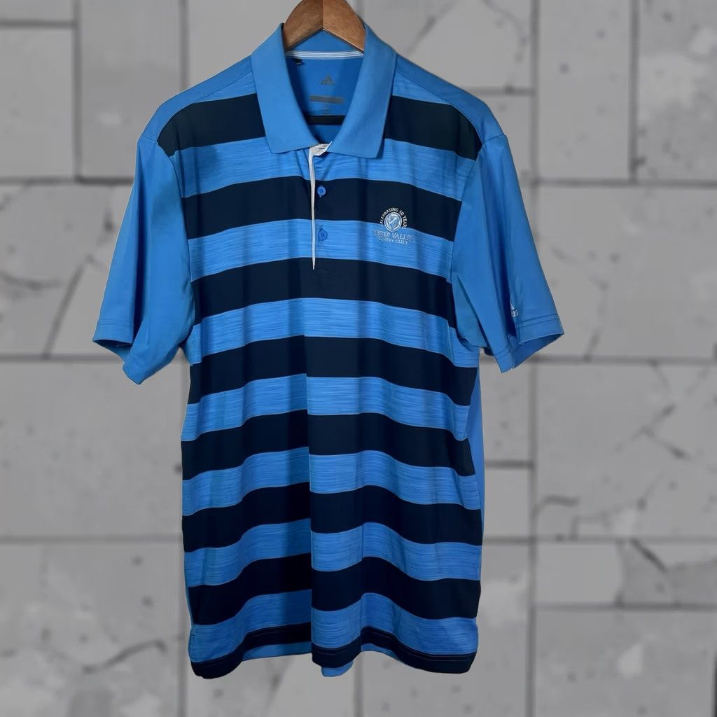 Adidas Adidas Golf Porter Valley Country Club Polo Mens Size L Blue Striped Shirt Golf Size US L / EU 52-54 / 3 - 1 Thumbnail
